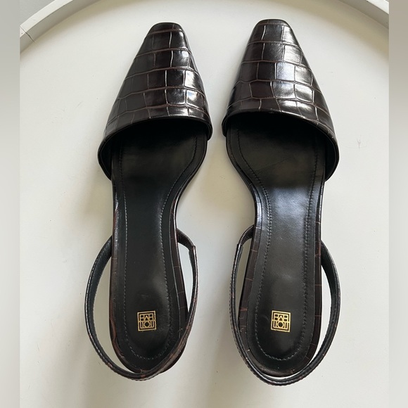 Toteme Shoes - TOTEME The Slingback Crocodile Print Mules EU Size 39/US Size 9